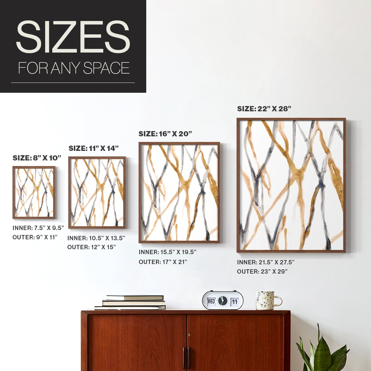 Runnel IX in Brown Solid Wood 11 x 14 Framed Print