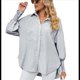 thumbnail image 3 of Camisas de Rayas con Botones para Mujer, Túnicas de Larga, Negras, Talla XXL, 3 of 9