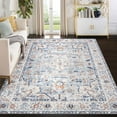 thumbnail image 2 of FairOnly 10'x13'Machine Washable Vitange Floral Low Pile Area Rug for Bedroom Kitchen Non Slip Foldable Ultra Soft Indoor Carpet for Living Room Laundry Dinning Room,Light Blue, 2 of 7