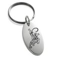 thumbnail image 1 of Stainless Steel Striking Tiger Engraved Small Oval Charm Keychain Keyring, 1 of 1
