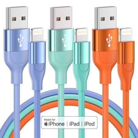 Bkayp iPhone Charger [Apple Mfi Certified] 3 Pack 10ft Fast Charging Cables iPhone Cord Compatible with iPhone 14/13/12/11 Multi-Color