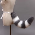 thumbnail image 4 of Juego de orejas y cola de mapache, lobo y gato, cola peluda de animal, diademas con orejas, disfraz de Halloween y Navidad (blanco + gris), 4 of 5