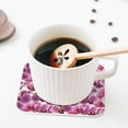 thumbnail image 5 of KLL Drink Coasters Set Square of 4,PU Leather Absorbent Coasters Set Decorative Coffee Cup Coasters Housewarming Gift for Home Decor-Orchids Flowers, 5 of 5