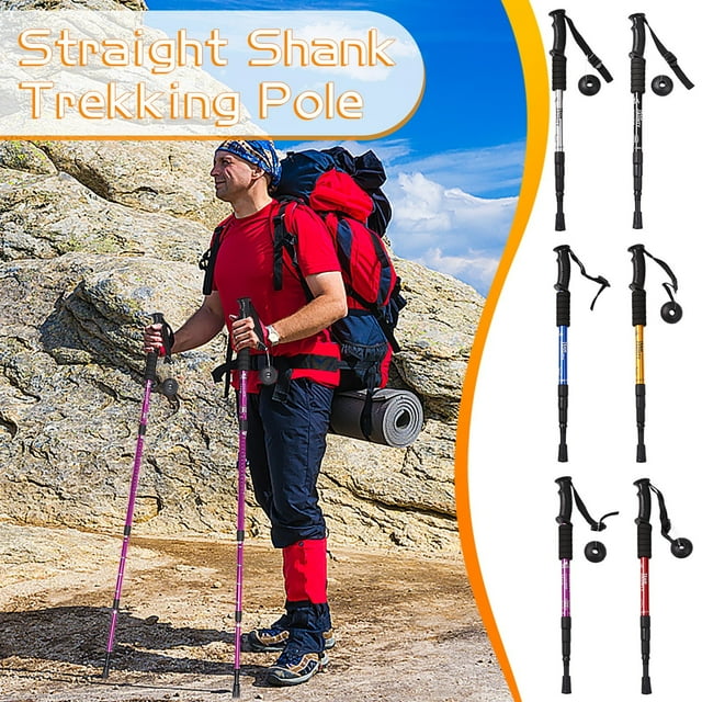 DPTALR Four-section Straight Shank Trekking Pole High-strength Cane Crutches Outdoor