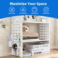 thumbnail image 6 of Marsrock  Clearance (White-2 Tier) Office Desk Shelf Organizer,Medium Density Fiberboard Desktop Bookshelf Supplies Storage Rack,Shelf for Top of Desk and Dresser, 6 of 8
