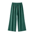 thumbnail image 6 of HongQid Women Linen Blend Cropped Wide Leg Pants Flowy Baggy Elastic Drawstring Waist Casual Trousers Side Pocket Breathable Bottoms Summer Travel Shopping Outfits, 6 of 7