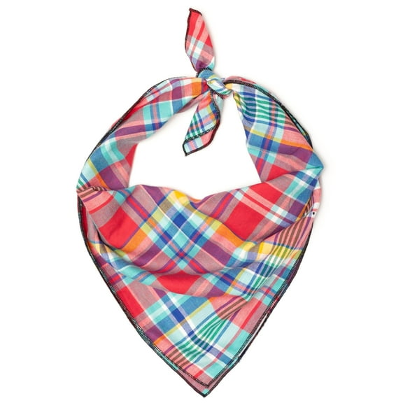 Coral Multi Plaid Bandana