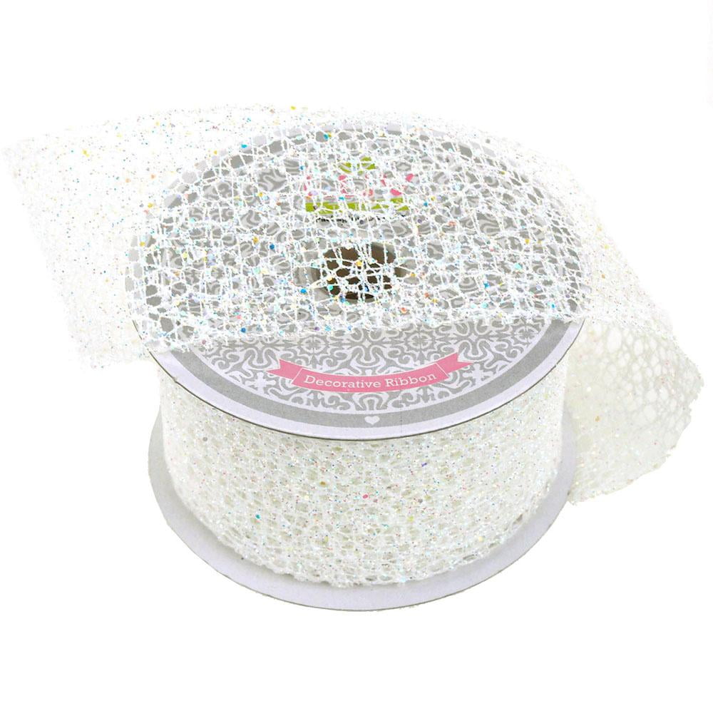 2-Inch Mesh Webbing Ribbon Glitters 10 Yards