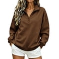 thumbnail image 2 of NominalSnug Womens Half Zip Oversized Sweatshirts Lightfleece Lined Long Sleeve Pullover Tops Fall Fashion Clothes, 2 of 7