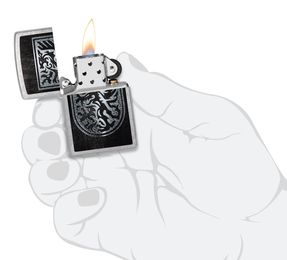 Pro-Cut ZIP-48730 2024 Zippo Dragon Shield Design Street Chrome Lighter