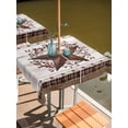 thumbnail image 2 of Outdoor Tablecloths with Umbrella Hole & Zipper, Texas Star Vintage 60x60 Inch Square Tablecloths, Red Berry Retro Art Brown White Wooden Waterproof Table Cloth, Patio/Pool/Picnic Table Covers, 2 of 8