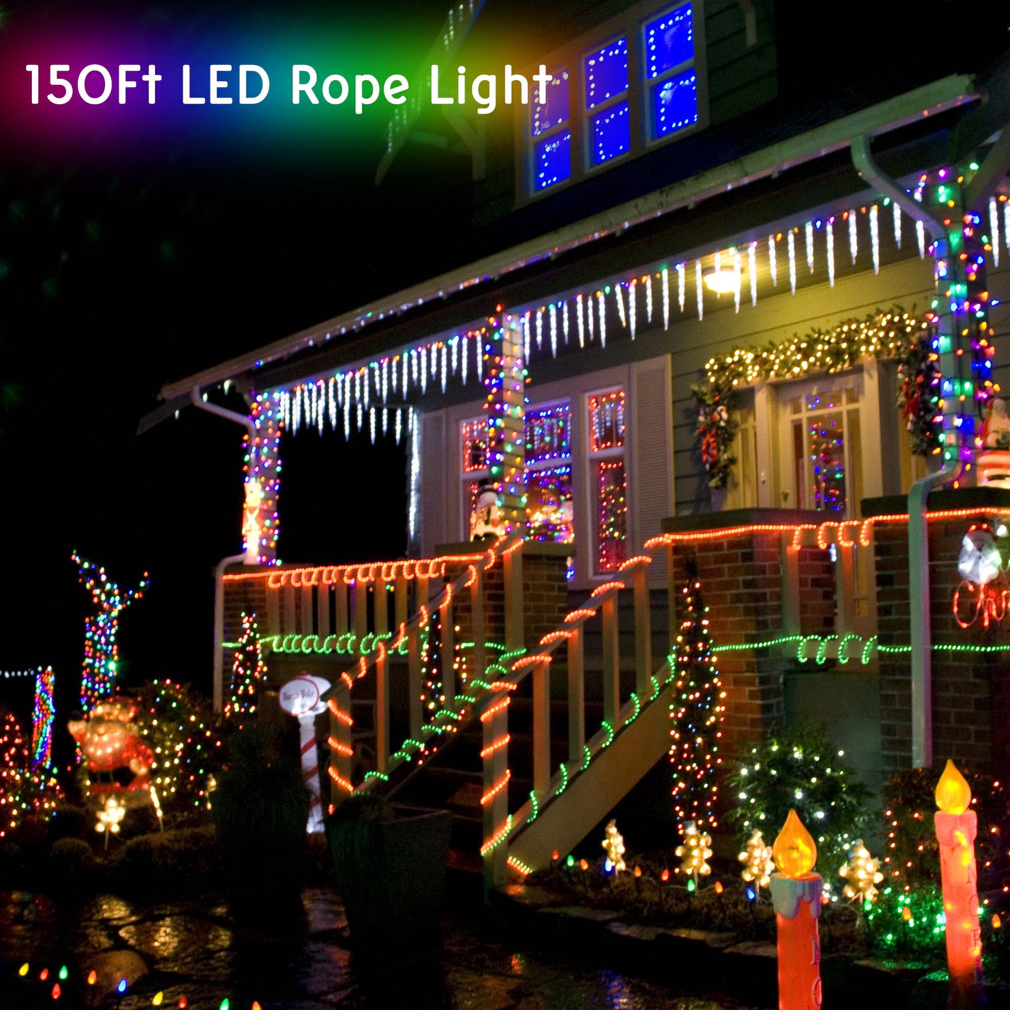 DELight 150Ft Rope Light 1620 LED Waterproof String Lighting Outdoor Indoor Flexible 2 Wire for Bedroom Haunted House Patio Roof Landscape Decoration Blue