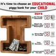 thumbnail image 4 of Small Piggy Bank, Wooden Letter Piggy Bank for Kids Boys Girls Gift, Alphabet I Money Bank Coin Bank, 4 of 5