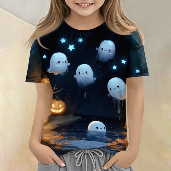Retro Halloween Tees Toddler Girls Boys Funny Halloween Graphic Tshirt Short Sleeve Fall Tops