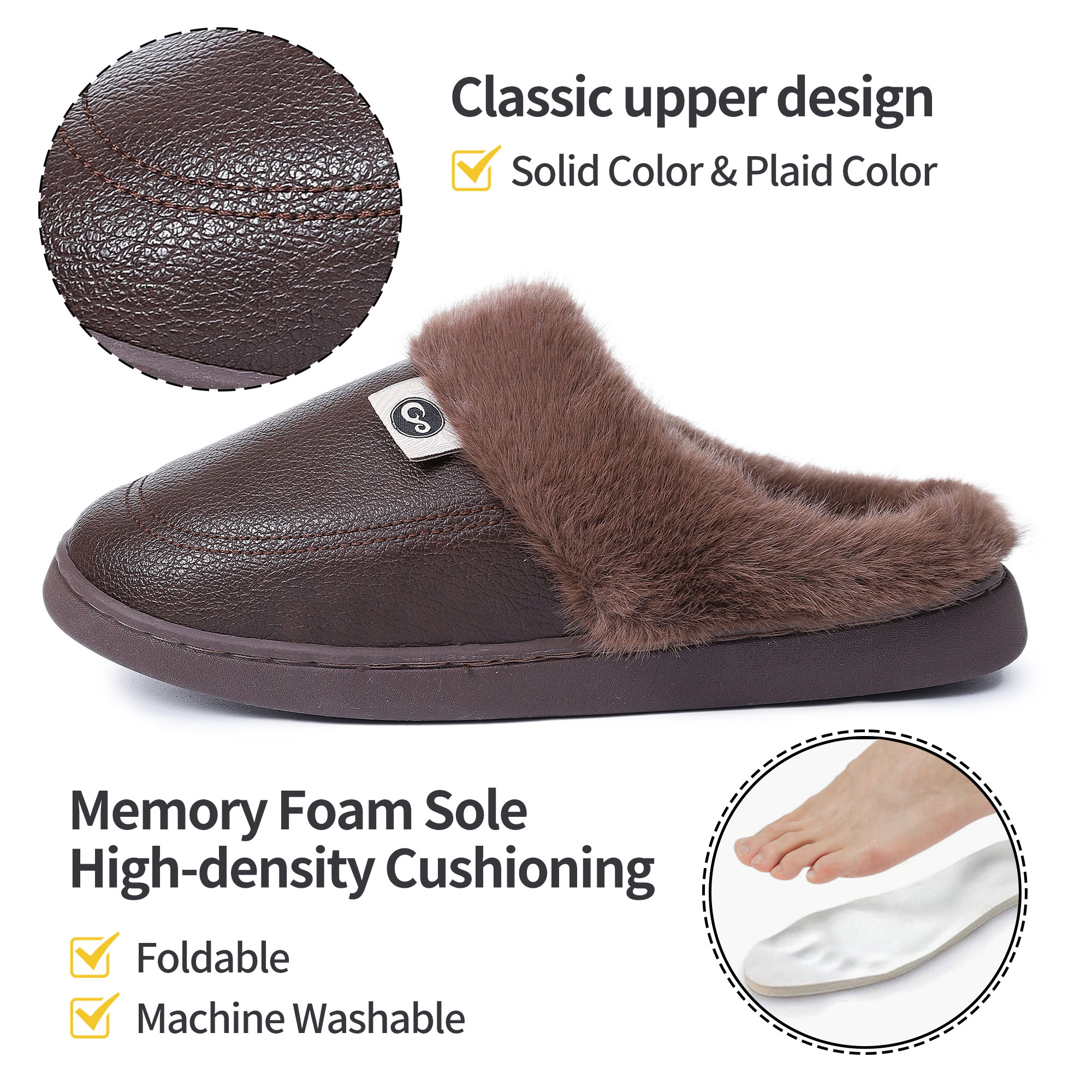 Ecetana Men's Warm Fuzzy House Slippers photo 3