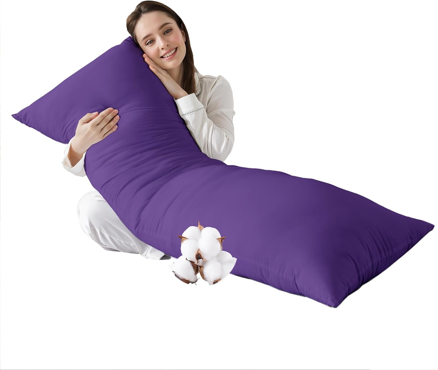 Cotton Body Pillow Insert Cooling Breathable Full Body Pillow for Side Sleepers Soft Long Bed Pillow for Adults 20 x 54 inch