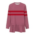 thumbnail image 4 of Htigea Womens Fall Shirts Striped Long Sleeve Tunic Tops Trendy Ruffle Hem Dress T-Shirts Casual Loose Fit Tee Hot Pink M, 4 of 5