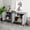 Black + Gray + Particle Board + MDF, variant on 4 Doors Vintage Storage Cabinet with Hand-Carved Geometric Doors, Adjustable Shelves, Black Oak Finish, Raised Legs for Easy Cleaning, Sideboard Buffet Cabinet for Living Room & Dining Room
