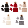thumbnail image 4 of Jumpingount Conjunto de gorro y bufanda de punto térmico * Bobble Hat Faux Printing Warm Winter Color sólido Conjuntos de accesorios de lana Sombreros Caqui Jumpingount AP012884-03, 4 of 6
