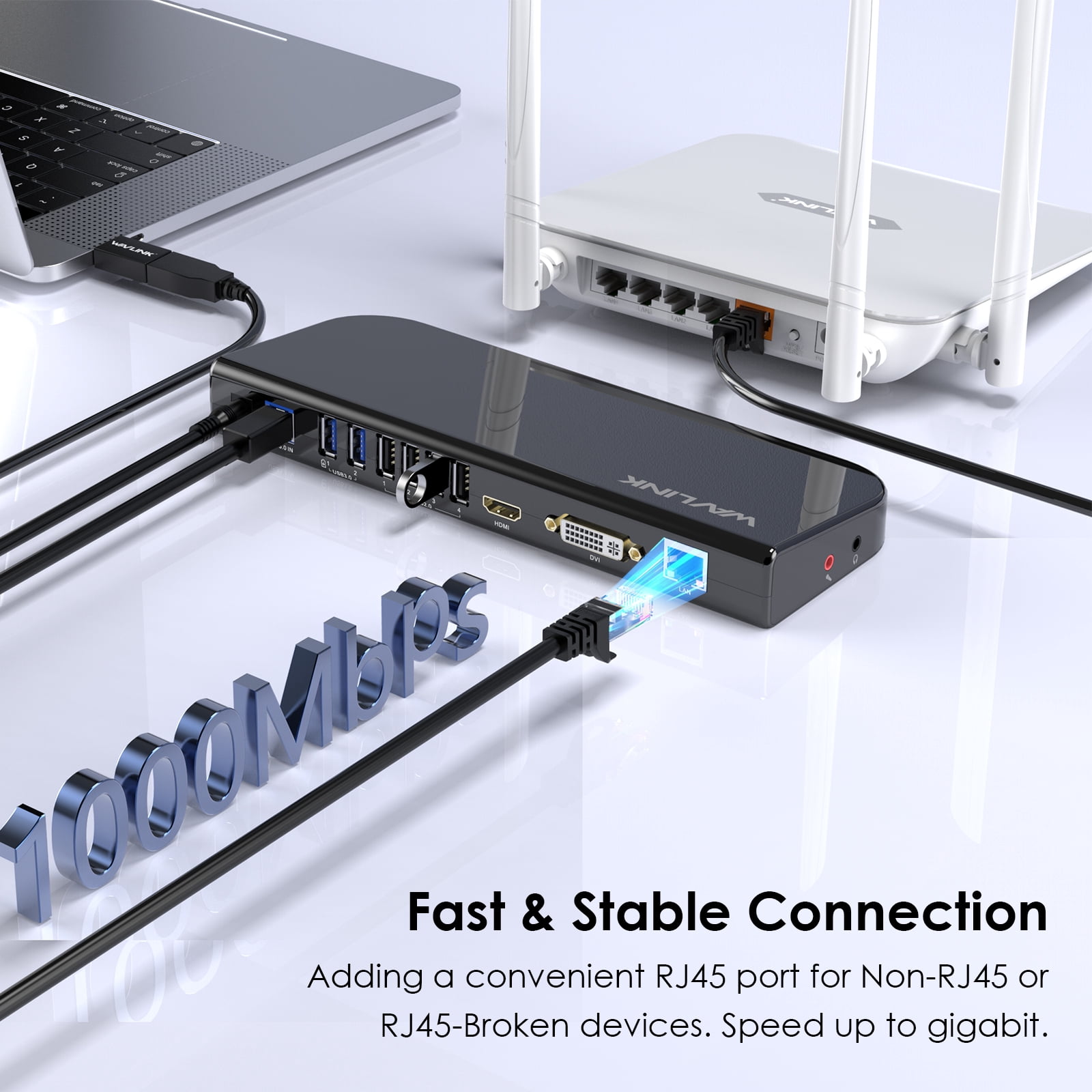 WAVLINK 13-in-1  USB 3.0 Universal Laptop Docking Station, USB-C Hub Dual Monitor for M1/M2 Mac, Windows