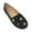 Black, variant on Women's Round Gold Studs Denim Ballerina Flats