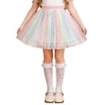 thumbnail image 2 of Ynynloco Girls Pastel Rainbow Tulle Tutu Skirt Sparkle Elastic Waist A-Line Princess Skirt for Party with Moon Star Print, 2 of 9