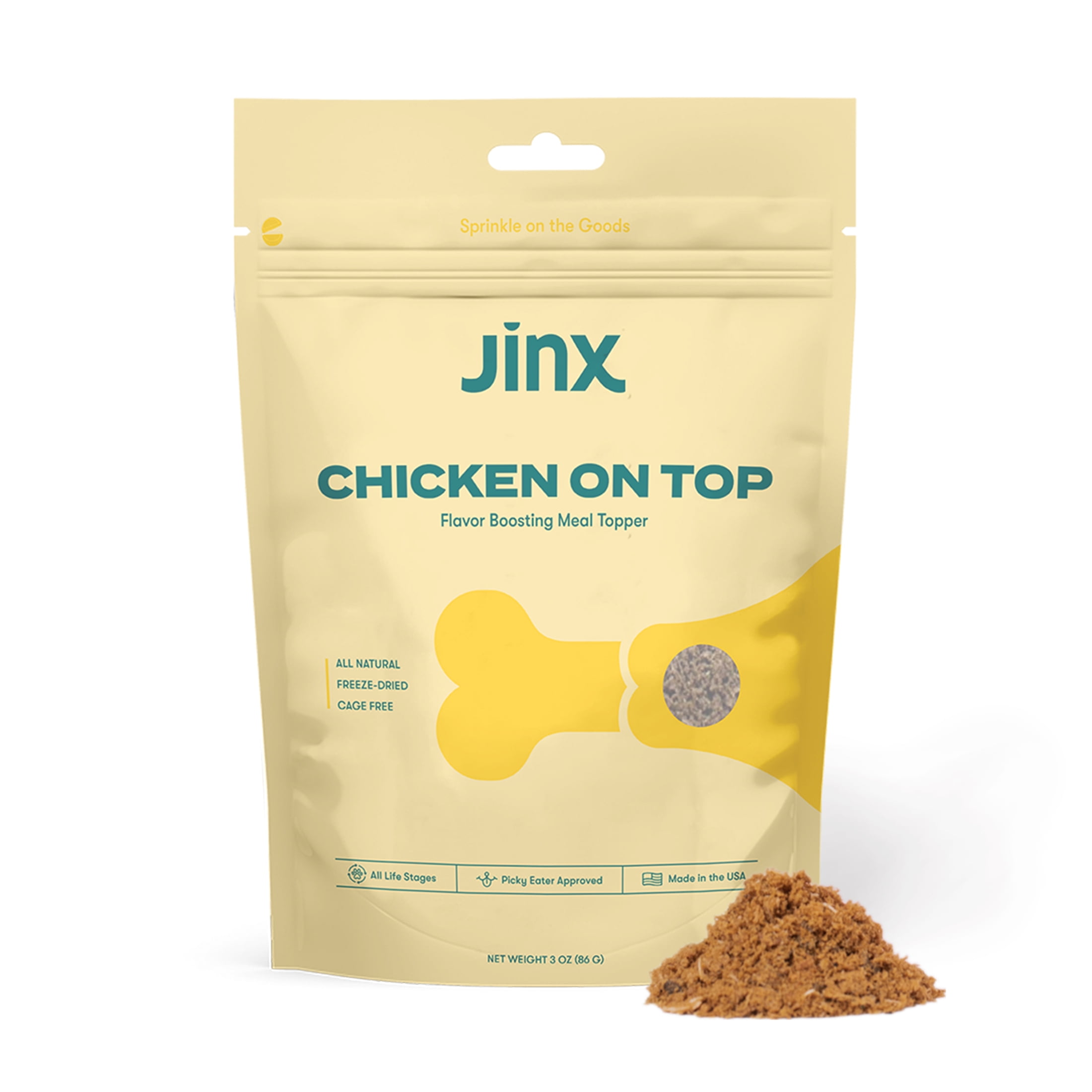 Jinx Chicken Flavor Boosting Meal Topper, Ground Dry Dog Food, 3 oz. Bag