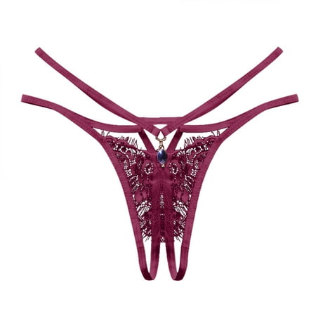 BYHONG Women Lace Sexy Thong Ladies Belt Thin Hollow Panties Open File Underwear Womens Underwear Packs One Size