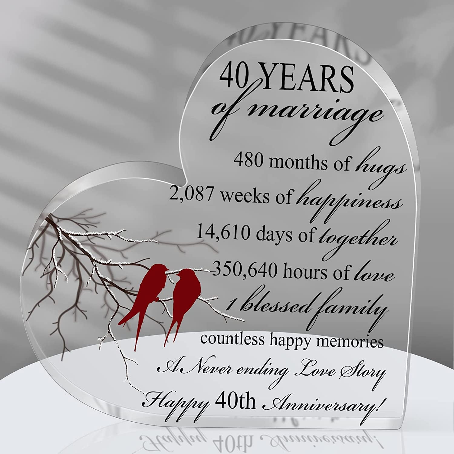 15th Anniversary Heart-Shaped Engraved Crystal - Happy Marriage Gift for  Couples - Walmart.com, image size:1500x1500