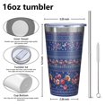 thumbnail image 4 of 16oz Tumblers Pioneer Flower Floral Print Pattern Stainless Steel Vacuum Insulated Double Wall Travel Tumbler Cups Mug with Lid and Straw,Cleaning Brush for Coffee,Tea, 4 of 4