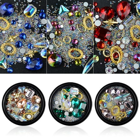 Tuscom 6 Boxes 3d Diy Gemstone Mix Nails Art Rhinestones