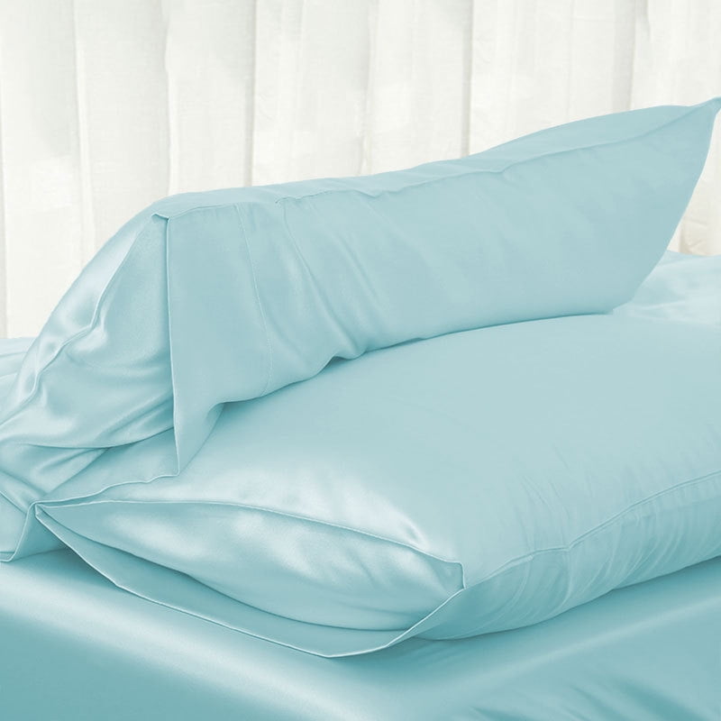 1PCS Silky Satin Pillow Cases Bedding Fitted Pillowcase Silk Like Plain Cushion 