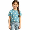 thumbnail image 3 of Boys Girls Short Sleeve Tees Daisy Print T-Shirt for Kids (Sky Blue 8-9 Years), 3 of 4