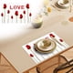 thumbnail image 1 of Juego de 4 manteles individuales para San Valentín 2025, con estampado floral y letras rojas, aislantes térmicos para decoración navideña, 30 x 45 cm, 1 of 9