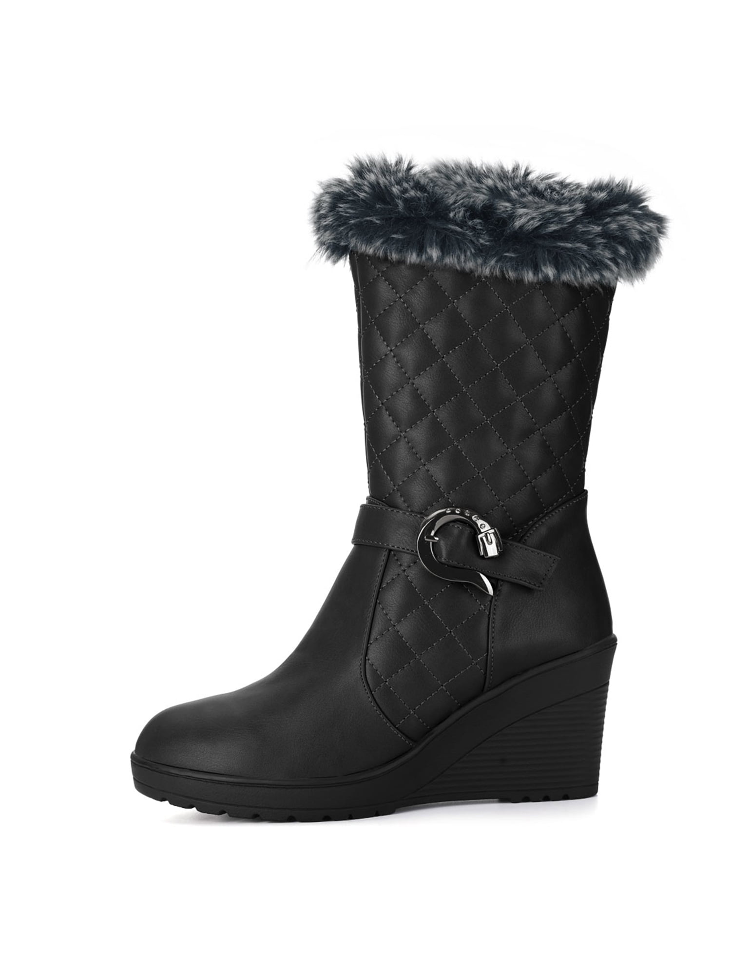 Wedge Heel Mid-Calf Boots 