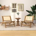 thumbnail image 1 of Costway 2 PCS Mid Century Modern Teak Wooden Chair with Handwoven Rattan Seat & Backrest, 1 of 9