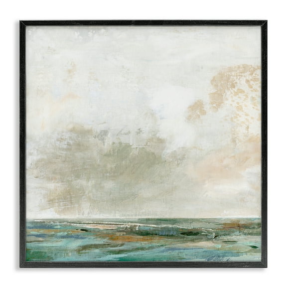 Stupell Industries Rustic Seascape Neutrals Abstract Painting Black Framed Art Print Wall Art, 12 x 12