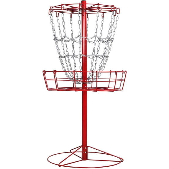 Favory Alloy Steel Disc Golf Basket, Stable Robust Construction, Portable Collapsible Design, Simple Assembly, Ideal for Backyard Park Camping,25.2″ L × 25.2″ W × 52.8″ H,Red