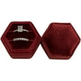 thumbnail image 2 of Velvet Treasures Engagement Ring Box, Double Slots Vintage Hexagon Wedding Jewelry Box for Ceremony, Display & Storage, Red, 2 of 2