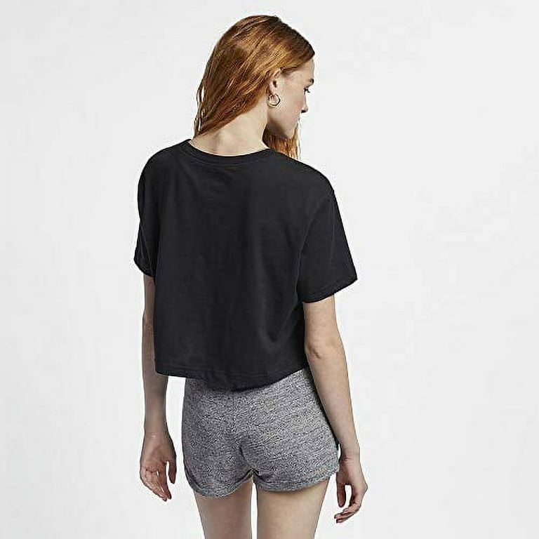 ★★Nike★★ Sportswear Essential LBR T-shirt W Black White Nike Women's Sportswear Essential Cropped T-Shirt (Medium