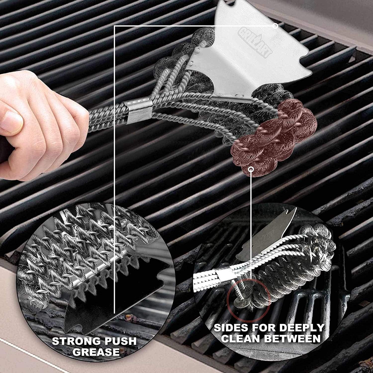 .com: Etens Safe Grill Brush and Scraper Bristle Free - Stainless  Steel BBQ No Wire Cleaning Brush for Gas Porcelain Weber Grill, Best Wireless  Grill Brush Grate Cleaner for Outdoor – Barbecue