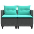 thumbnail image 2 of vidaXL Garden Sofa 2-Seater with Stools Black Poly Rattan, 2 of 5