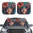 thumbnail image 2 of Hirioo Bohemian Colorful Flower Woman for 2PCS Windshield Sun Shade Foldable | Front Windshield Shade for Sun, Heat and UV Rays-Large, 2 of 6