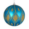 thumbnail image 1 of Vickerman N188012D 4 in. Turquoise Matte Ball Ornament with Glitter Diamond Pattern  4 per Pack, 1 of 1