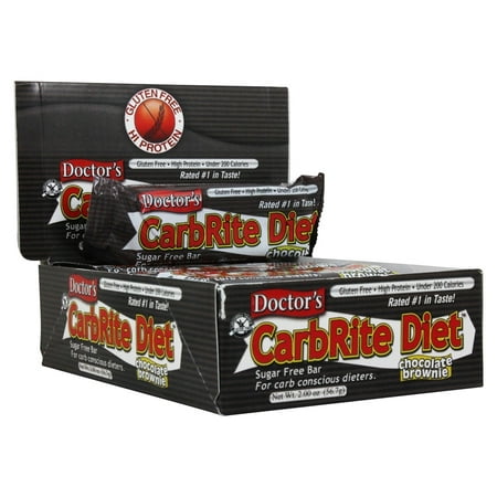 Doctor's CarbRite Diet Bar, Chocolate Brownie, 21g Protein, 12 Ct