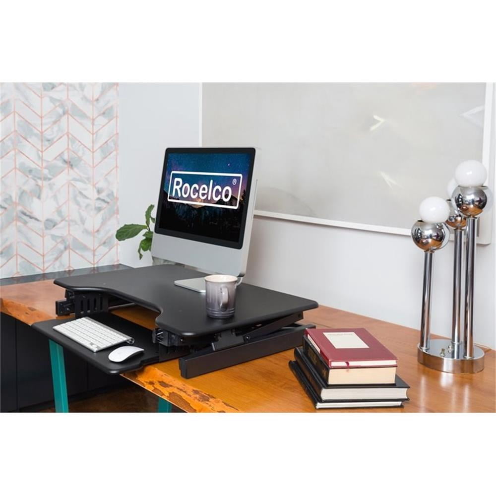 Pemberly Row 40" Large Height Adjustable Standing Desk Converter - Black