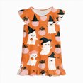 thumbnail image 7 of NOLDARES Girls Nightgowns Kids Pajamas Dress Flutter Sleeve, Halloween Ghost Print,Soft, Nightdress,Sleepwear,Knee Length(N203-Orange), 7 of 7