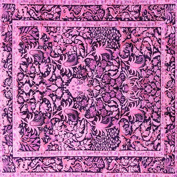Ahgly Company Indoor Square Animal Pink Traditional Area Rugs, 4' Square