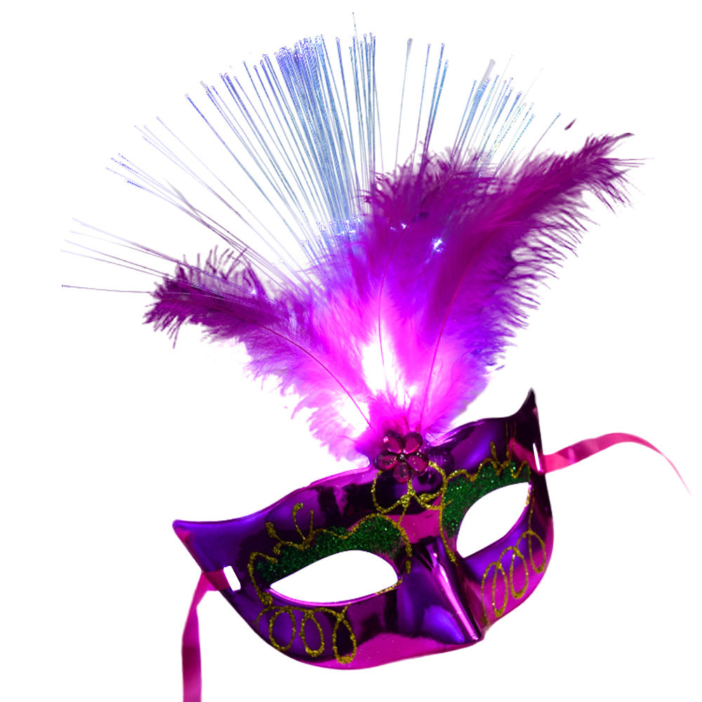 Women Venetian LEDFiber Mask Masquerade Fancy Dress Party Princess Feather Masks Women Venetian LEDFiber Mask Masquerade Fancy Dress Party Princess Feather Masks