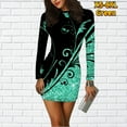 thumbnail image 4 of Jupe Midi à la Mode Robe Coupe-Vent Automne Hiver Femme Col Rond Manches Longues Nouvelle Jupe Courte Imprimée, 4 of 7
